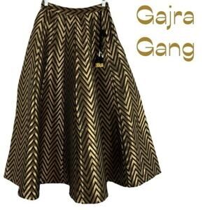 Gajra Gang Black W Metallic Bronze Maxi Skirt Size 8